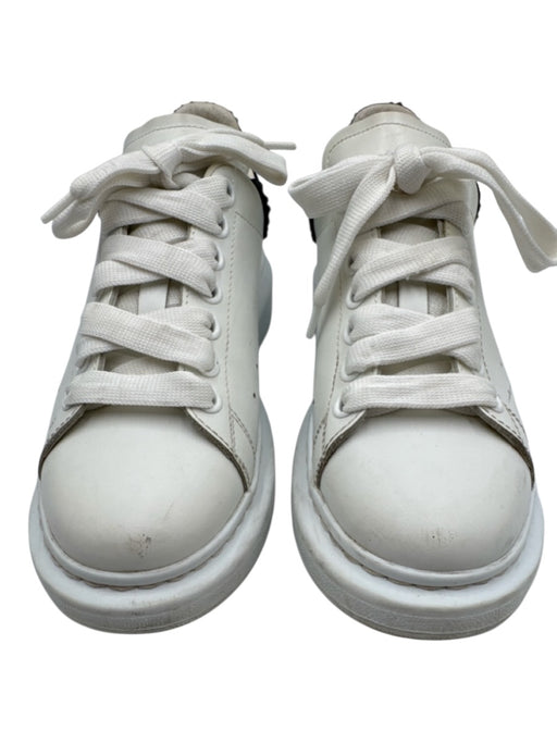 Alexander McQueen Shoe Size 38.5 White & Black Leather Rhinestone Platform Shoes White & Black / 38.5