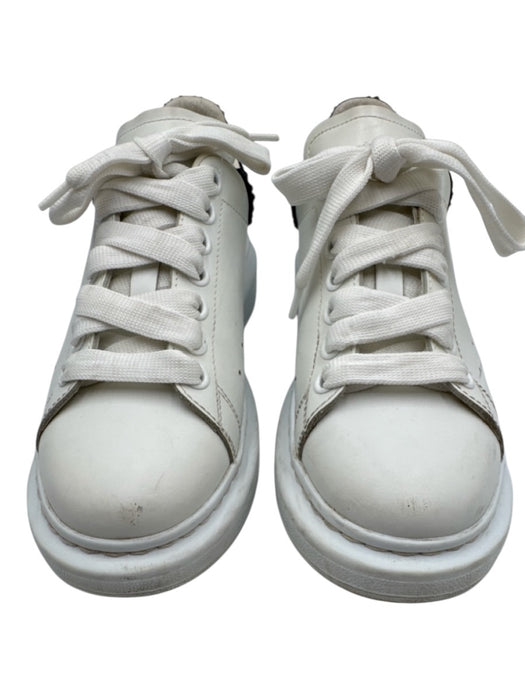 Alexander McQueen Shoe Size 38.5 White & Black Leather Rhinestone Platform Shoes White & Black / 38.5