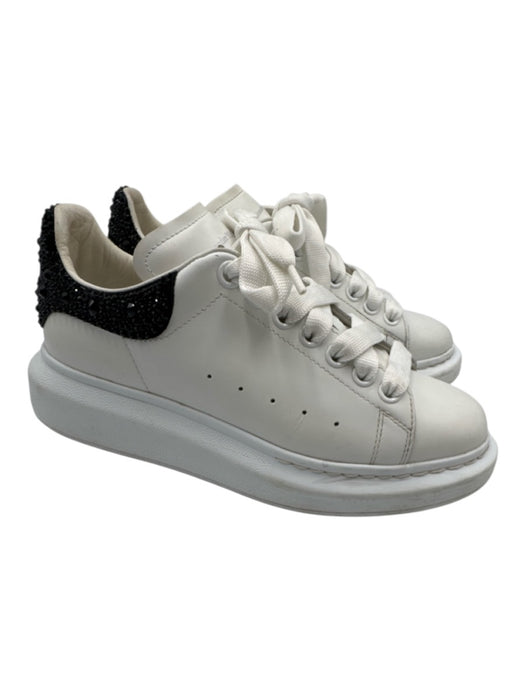 Alexander McQueen Shoe Size 38.5 White & Black Leather Rhinestone Platform Shoes White & Black / 38.5