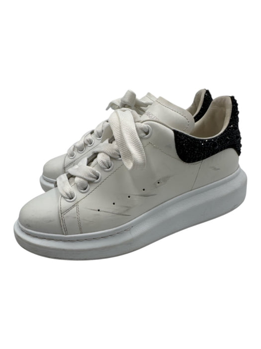 Alexander McQueen Shoe Size 38.5 White & Black Leather Rhinestone Platform Shoes White & Black / 38.5