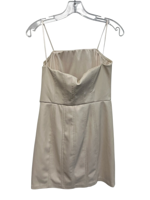 Do + Be Size Large Ivory White Faux Leather Strapless Paneled Side Zip Dress Ivory White / Large