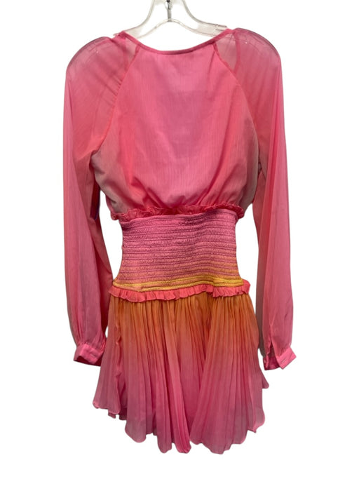 Rococo Sand Size XS Pink, Orange, Blue Polyester Long Sleeve Pleated Dress Pink, Orange, Blue / XS