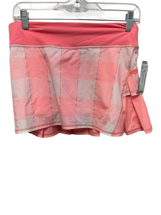 Lululemon Size 4 Neon Orange Elastic Waist Plaid Pleated Athletic Skort Neon Orange / 4