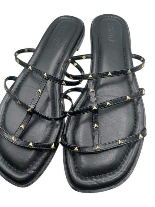 Schutz Shoe Size 10 Black Leather Studded Strappy Sandals Black / 10