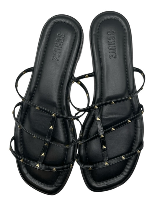 Schutz Shoe Size 10 Black Leather Studded Strappy Sandals Black / 10