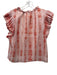 Marie Oliver Size S Pink & Peach Linen & Silk V Neck Ruffle Cap Sleeve Top Pink & Peach / S