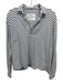 Frank & Eileen Size S White & Navy Blue Cotton Striped Long Sleeve Collared Top White & Navy Blue / S