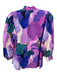 Tyler Boe Size XS Purple, Blue & Green Silk Abstract Print V Neck Top Purple, Blue & Green / XS