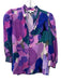 Tyler Boe Size XS Purple, Blue & Green Silk Abstract Print V Neck Top Purple, Blue & Green / XS