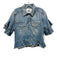 MSGM Size 40 Light Wash Cotton Denim Short Sleeve Button Front Ruffle Jacket Light Wash / 40