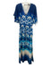 Vix Paula Hermanny Size M Blue & White Silk Tie Dye V Neck Kaftan Dress Blue & White / M