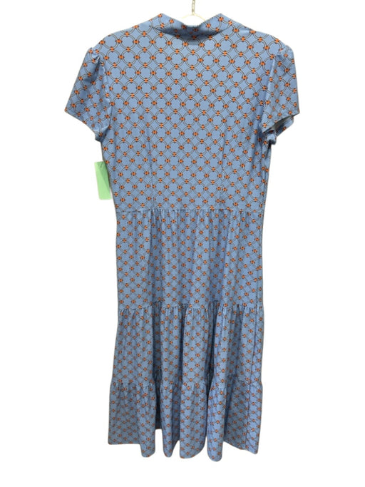 Jude Connally Size XS Blue, Orange & White Nylon Blend Cap Sleeve V Neck Dress Blue, Orange & White / XS