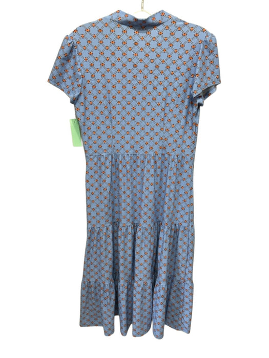 Jude Connally Size XS Blue, Orange & White Nylon Blend Cap Sleeve V Neck Dress Blue, Orange & White / XS