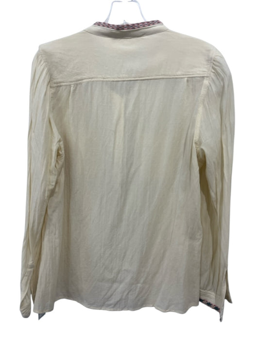 Marie Louise de Monterey Size 10 Yellow Beige & Multi Viscose Breast Pockets Top Yellow Beige & Multi / 10