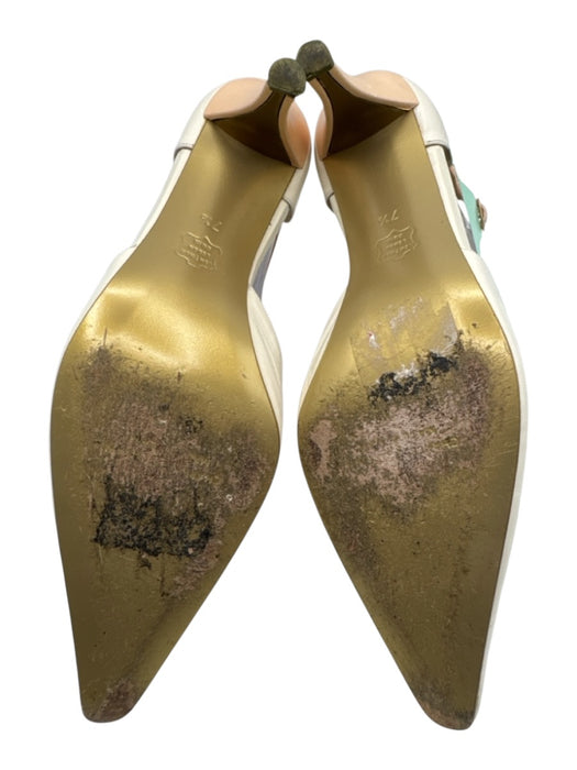 Charles Jourdan Shoe Size 7.5 Cream & Peach Leather Upper Ankle Buckle Pumps Cream & Peach / 7.5