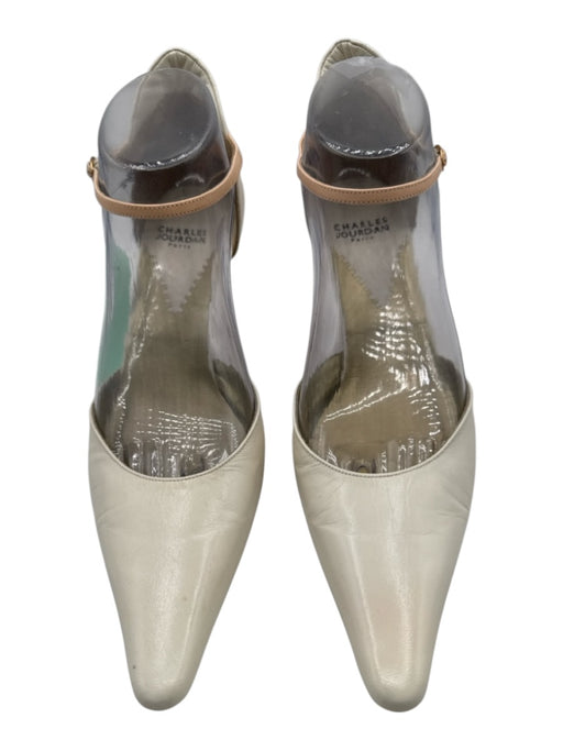 Charles Jourdan Shoe Size 7.5 Cream & Peach Leather Upper Ankle Buckle Pumps Cream & Peach / 7.5