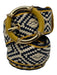 J. McLaughlin Yellow, White & Navy Leather & Cloth Geometric Circle Buckle Belts Yellow, White & Navy / S