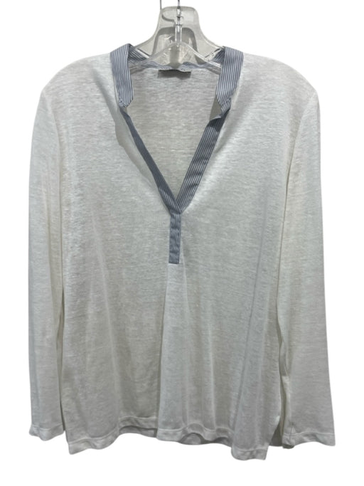 Rosso35 Size 42 Cream White & Gray Missing Fabric Tag Knit Stripe Accent Top Cream White & Gray / 42