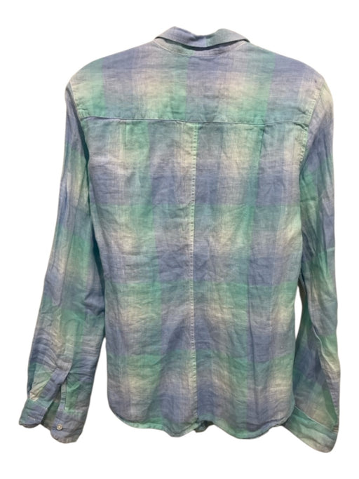 Frank & Eileen Size M Green & Blue Linen Plaid Long Sleeve Button Up Shirt Top Green & Blue / M