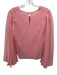 Alice + Olivia Size S Pink Silk V Neck Sheer Flutter Sleeve Keyhole Back Top Pink / S