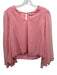 Alice + Olivia Size S Pink Silk V Neck Sheer Flutter Sleeve Keyhole Back Top Pink / S