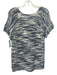 Massimo Dutti Size S Cream White & Navy Blue Missing Fabric Tag Knit V Neck Top Cream White & Navy Blue / S