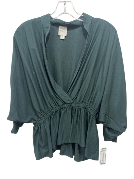 Maeve Size S Hunter Green Viscose Blend 1/2 Dolman Sleeve Wrap V Neck Top Hunter Green / S