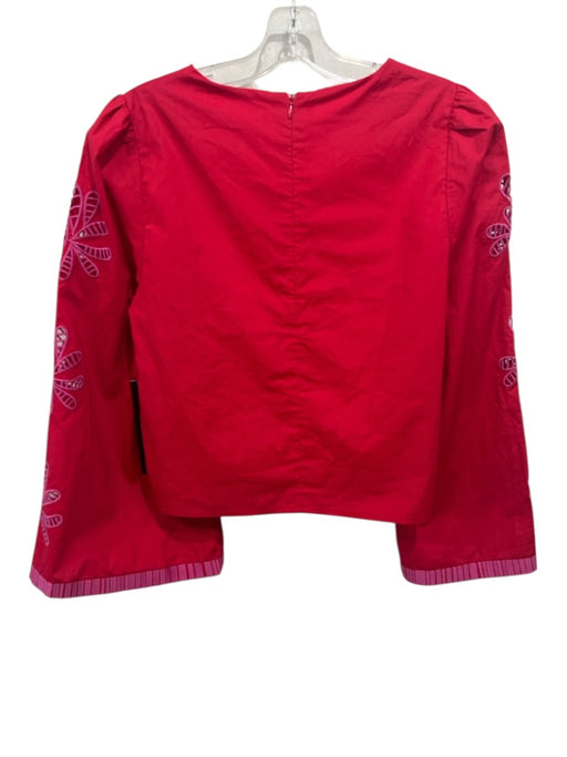 Hyacinth House Size M Red & Pink Cotton Ladder Lace Accents Back Zip Top Red & Pink / M