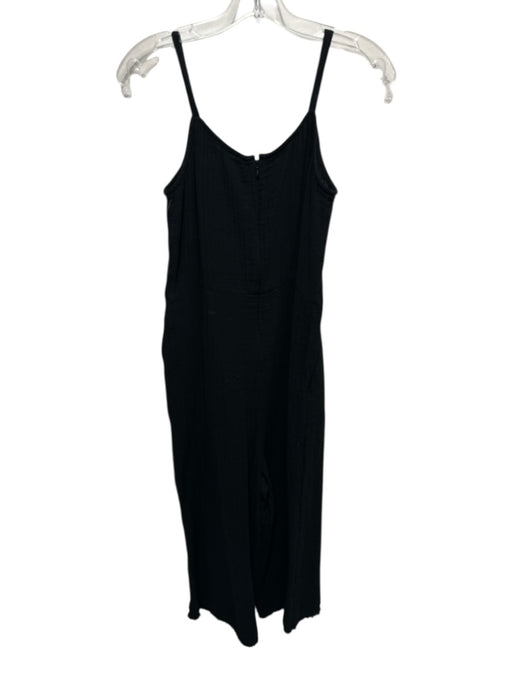 Eileen Fisher Size PP Black Cotton Gauze Spaghetti Strap Raw Hem Jumpsuit Black / PP