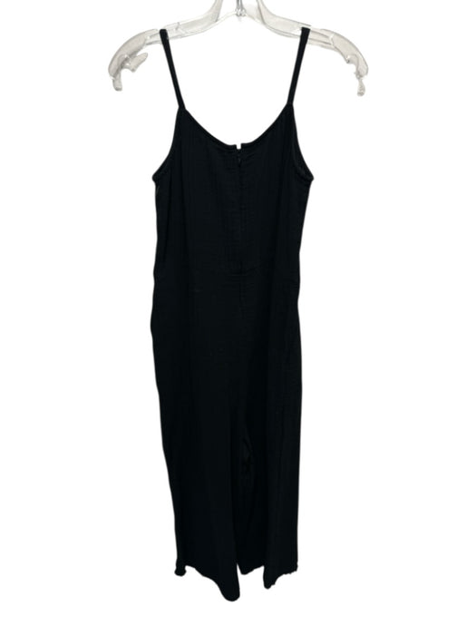 Eileen Fisher Size PP Black Cotton Gauze Spaghetti Strap Raw Hem Jumpsuit Black / PP