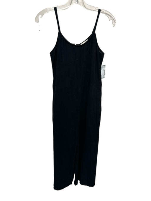Eileen Fisher Size PP Black Cotton Gauze Spaghetti Strap Raw Hem Jumpsuit Black / PP