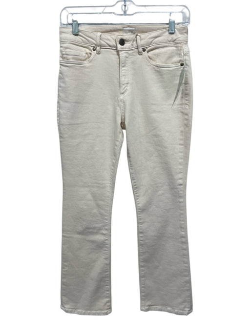 Ann Mashburn Size 25 Cream White Cotton Blend Denim 5 Pocket Cropped Flare Jeans Cream White / 25