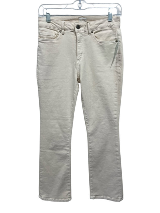Ann Mashburn Size 25 Cream White Cotton Blend Denim 5 Pocket Cropped Flare Jeans Cream White / 25