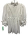 Never a Wallflower Size XS White Cotton 1/2 Puff Sleeve V Neck Ruffle Collar Top White / XS