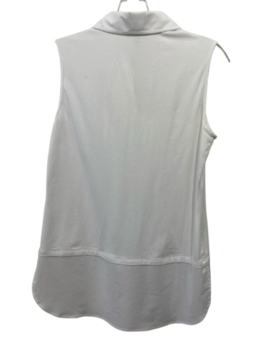 Hinson Wu Size XS White Cotton Blend Fabric Block Sleeveless Collared V Neck Top White / XS