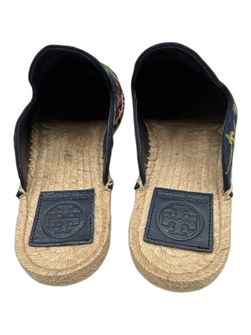Tory Burch Shoe Size 5 navy blue & multi fabric upper Flat Mule Espadrille navy blue & multi / 5