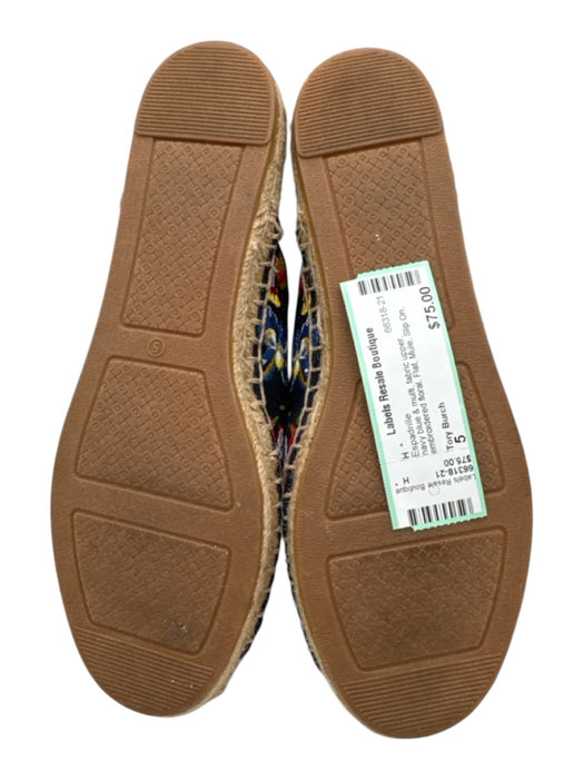 Tory Burch Shoe Size 5 navy blue & multi fabric upper Flat Mule Espadrille navy blue & multi / 5