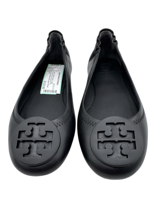 Tory Burch Shoe Size 5.5 Black Leather Upper Logo Scrunch Ankle Pump Flats Black / 5.5