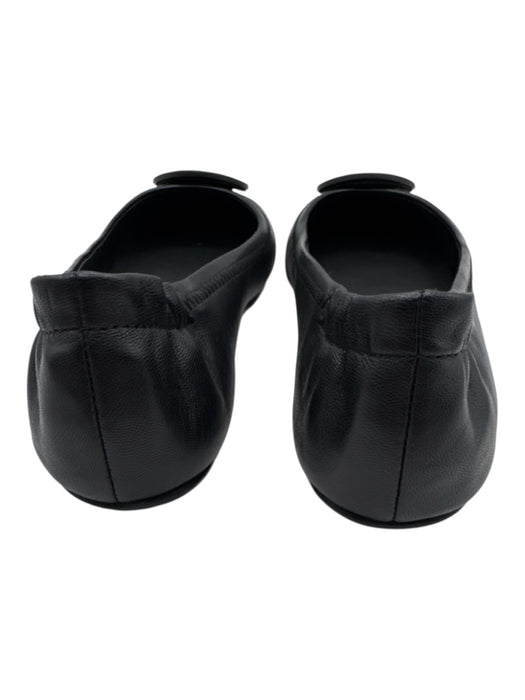 Tory Burch Shoe Size 5.5 Black Leather Upper Logo Scrunch Ankle Pump Flats Black / 5.5
