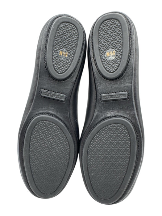 Tory Burch Shoe Size 5.5 Black Leather Upper Logo Scrunch Ankle Pump Flats Black / 5.5