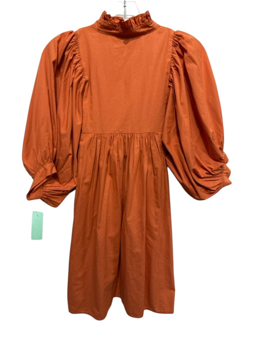 Never a Wallflower Size S Orange Cotton 1/2 Puff Sleeve V Neck Dress Orange / S