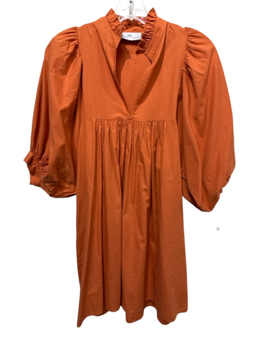 Never a Wallflower Size S Orange Cotton 1/2 Puff Sleeve V Neck Dress Orange / S