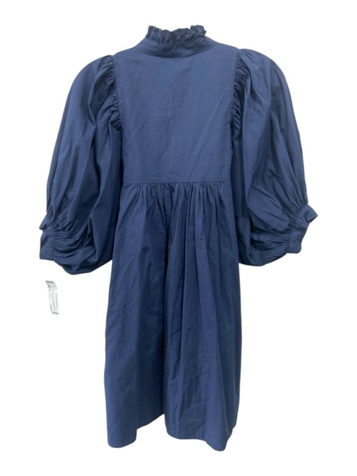 Never a Wallflower Size XS Navy Blue Cotton 1/2 Puff Sleeve V Neck Dress Navy Blue / XS