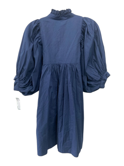 Never a Wallflower Size XS Navy Blue Cotton 1/2 Puff Sleeve V Neck Dress Navy Blue / XS