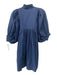 Never a Wallflower Size XS Navy Blue Cotton 1/2 Puff Sleeve V Neck Dress Navy Blue / XS