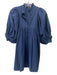 Never a Wallflower Size XS Navy Blue Cotton 1/2 Puff Sleeve V Neck Dress Navy Blue / XS