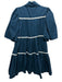 Sofie the Label Size S Dark Teal & White Cotton Short Puff Sleeve Dress Dark Teal & White / S