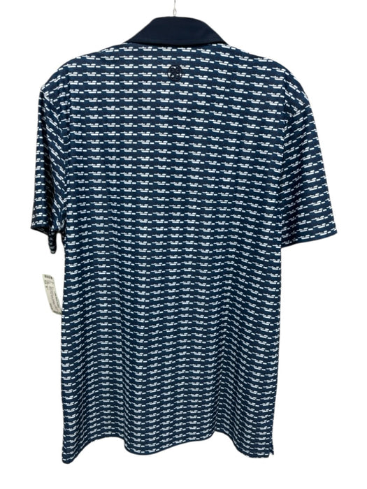 G/Fore NWT Size M Blue & White Synthetic Abstract Athletic Polo Short Sleeve Blue & White / M