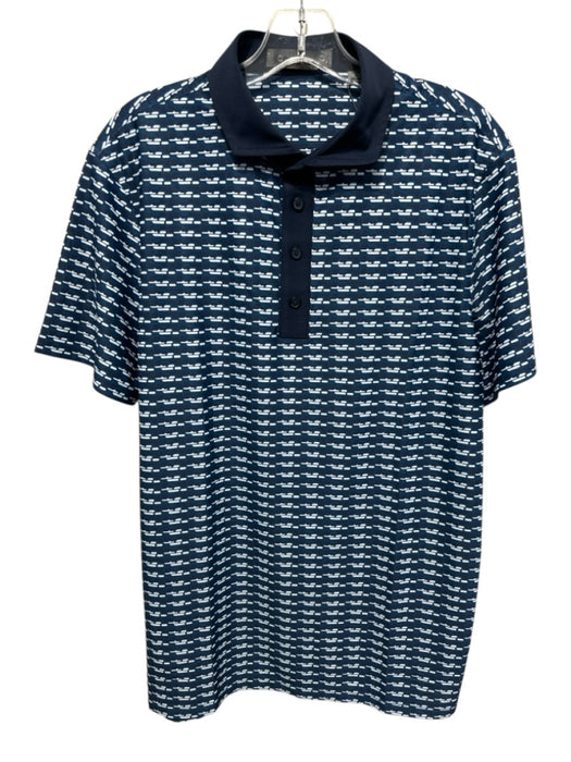 G/Fore NWT Size M Blue & White Synthetic Abstract Athletic Polo Short Sleeve Blue & White / M