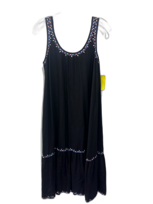 Hatch Size 0 Black & Multi Viscose Sleeveless Embroidered Scoop Neck Midi Dress Black & Multi / 0